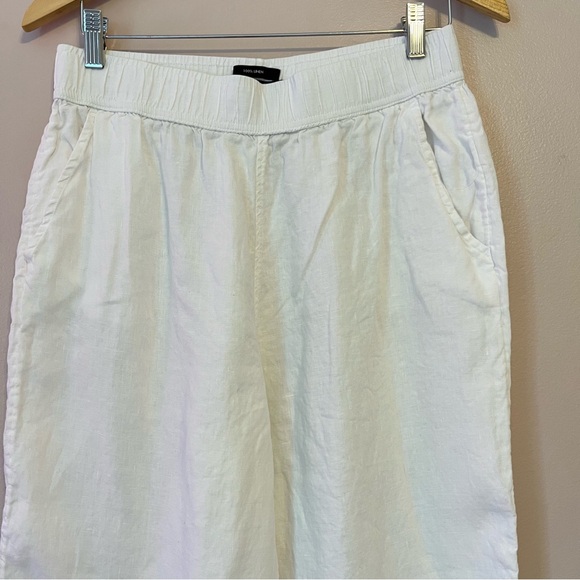 Tahari 100% Linen Pull-On Crop Pants White Women Large Beach Coastal Resortwear - Picture 3 of 9